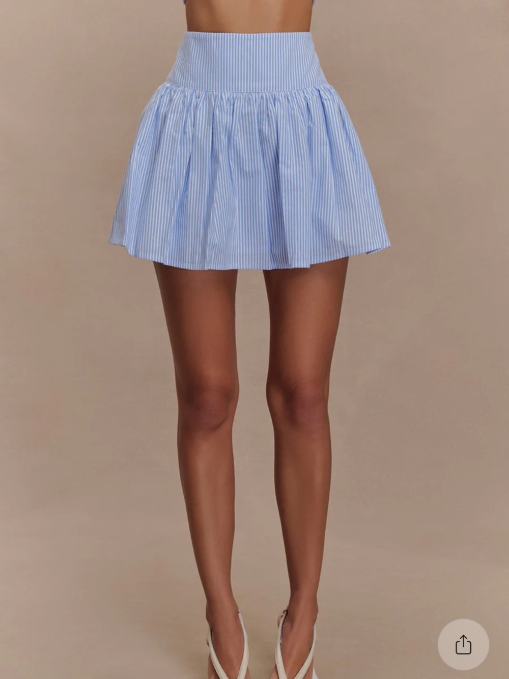 Meshki Gretel Light Blue Pinstripe Mini Skirt